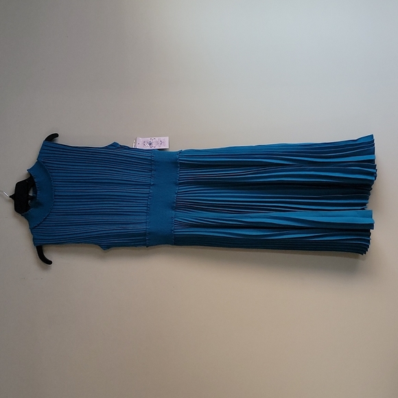 Nanette Nanette Lepore Teal Smocked Neck Pleated Sleeveless Dress 10 - Picture 7 of 15